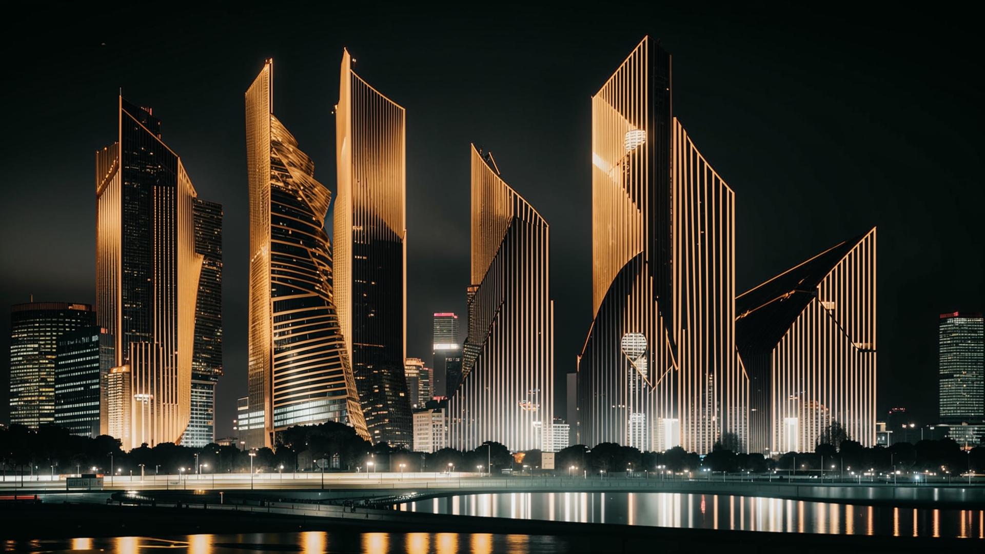 Quartier financier La Défense avec onde de données animée